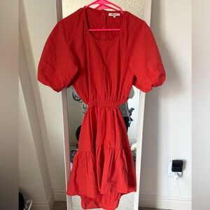 Madewell Red Textured Scoop Neck Dress